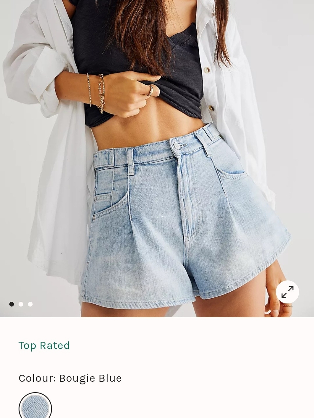 We The Free Light Blue High-Rise Denim Shorts